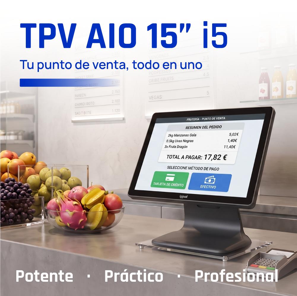 iggual TPV AIO 15" i5 8350U 8+256GB WiFi W11 Pro - Imagem de Detalhe 1