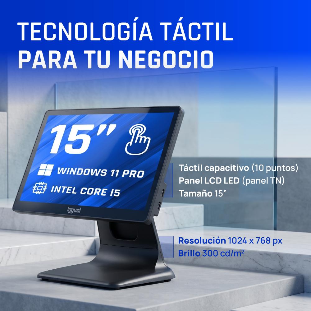 iggual TPV AIO 15" i5 8350U 8+256GB WiFi W11 Pro - Imagem de Detalhe 2