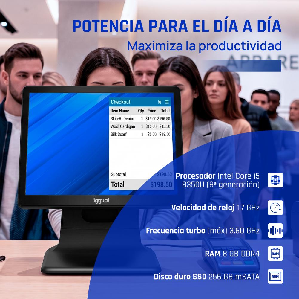 iggual TPV AIO 15" i5 8350U 8+256GB WiFi W11 Pro - Imagem de Detalhe 3