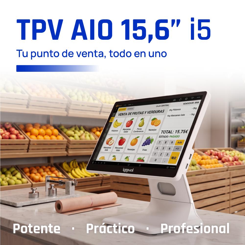 iggual TPV AIO 15,6" i5 8350U 8+256GB W11Pro blanc - Imagem de Detalhe 1