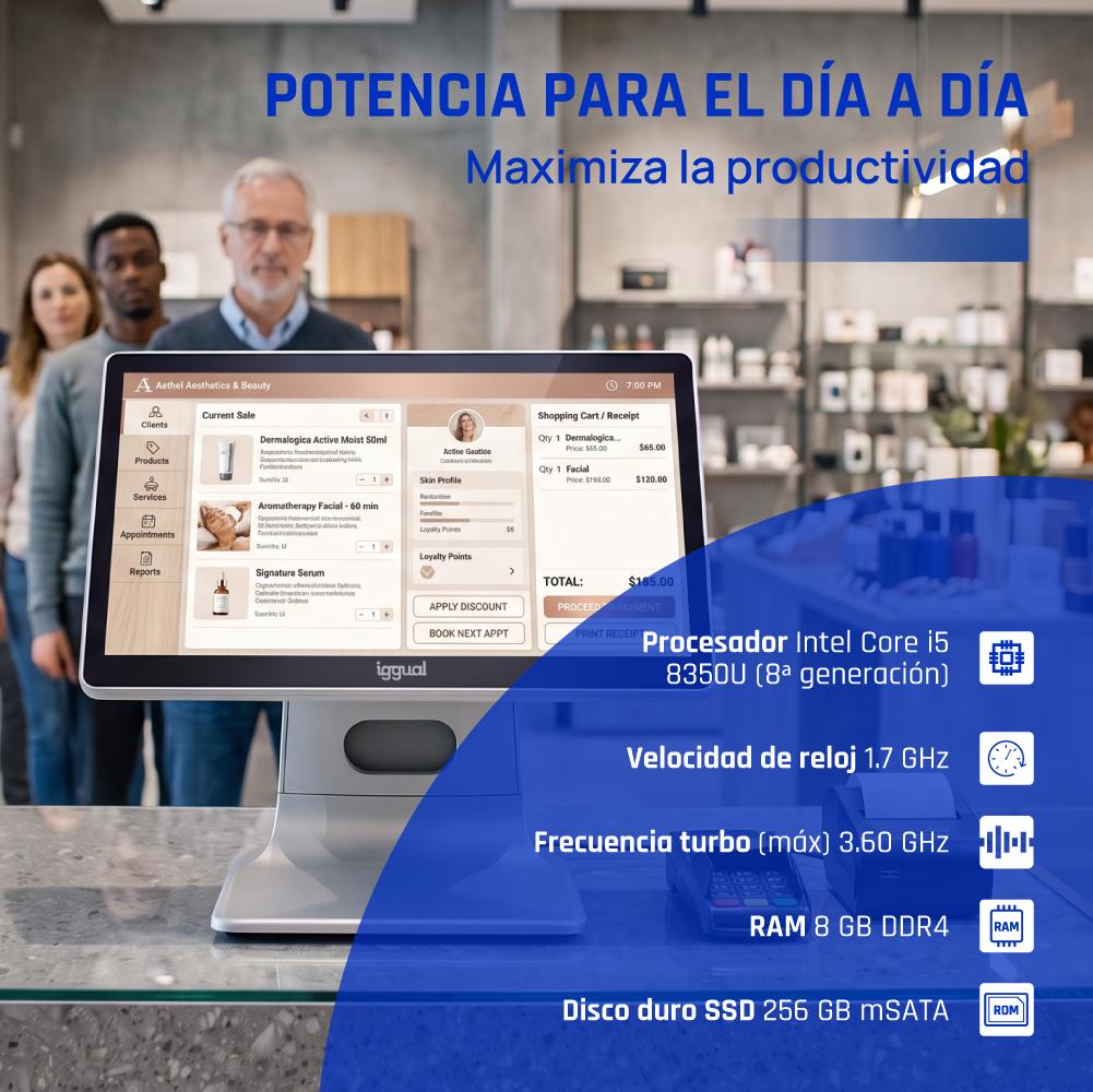 iggual TPV AIO 15,6" i5 8350U 8+256GB W11Pro blanc - Imagem de Detalhe 3