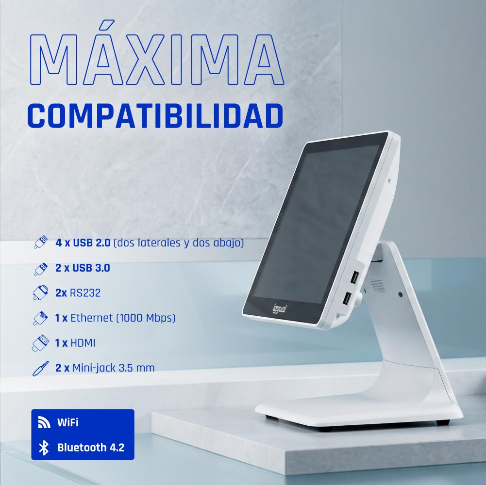 iggual TPV AIO 15,6" i5 8350U 8+256GB W11Pro blanc - Imagem de Detalhe 4