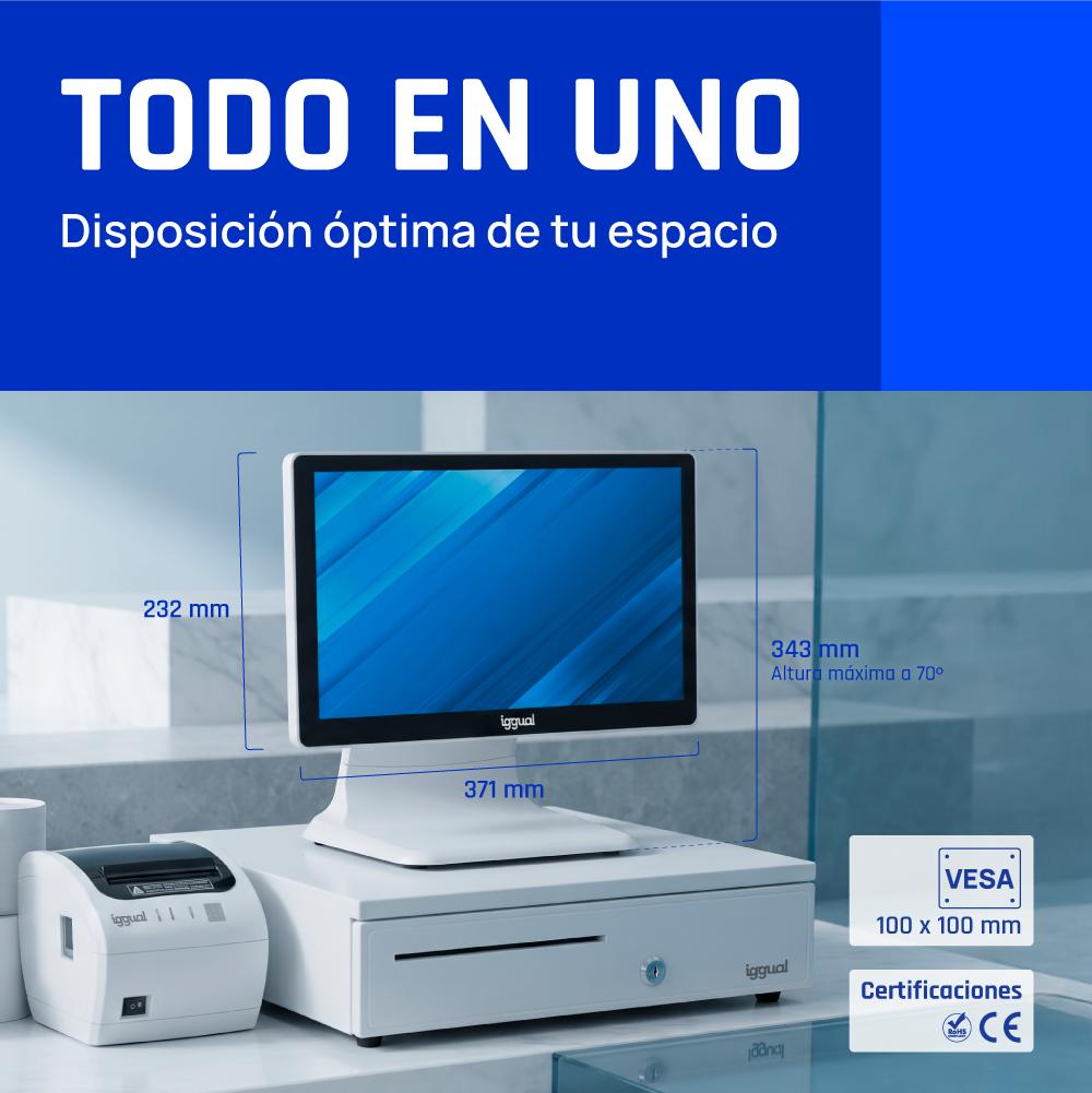 iggual TPV AIO 15,6" i5 8350U 8+256GB W11Pro blanc - Imagem de Detalhe 5