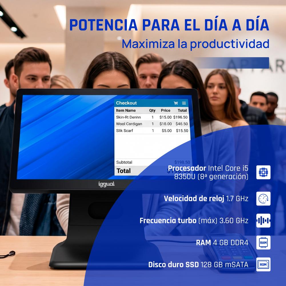 iggual TPV AIO 15,6" 16:9 i5 8350U 4+128GB no SO - Imagem de Detalhe 3