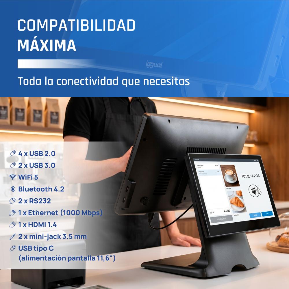 iggual TPV dual 15,6" 11,6" i5 8350U 8+256GB W11P - Imagem de Detalhe 5