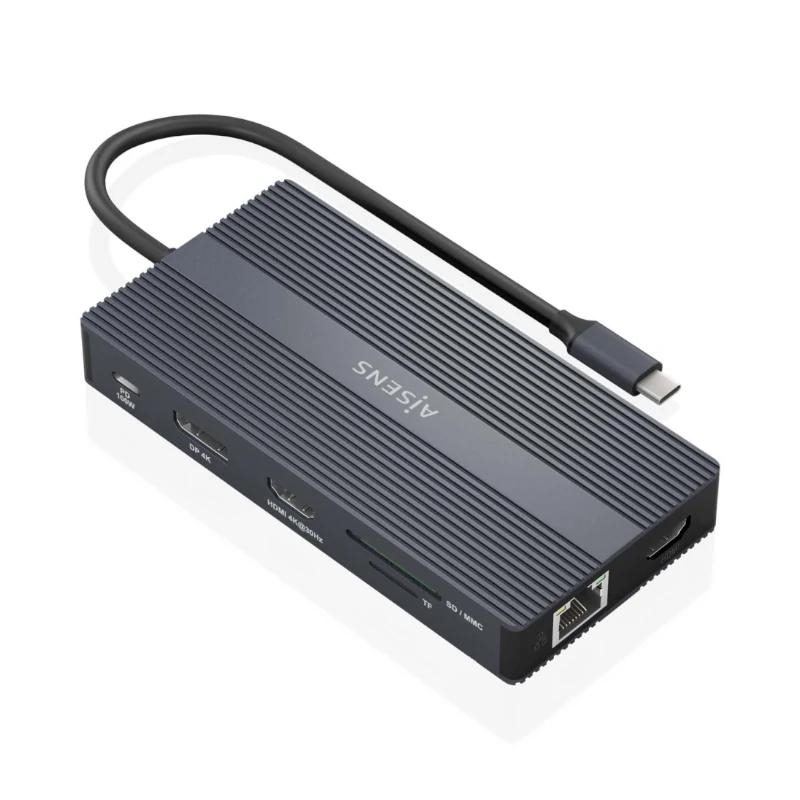 AISENS ASUC-12P017-GR base & duplicador de portas Com fios USB 3.2 Gen 1 (3.1 Gen 1) Type-C Cinzento