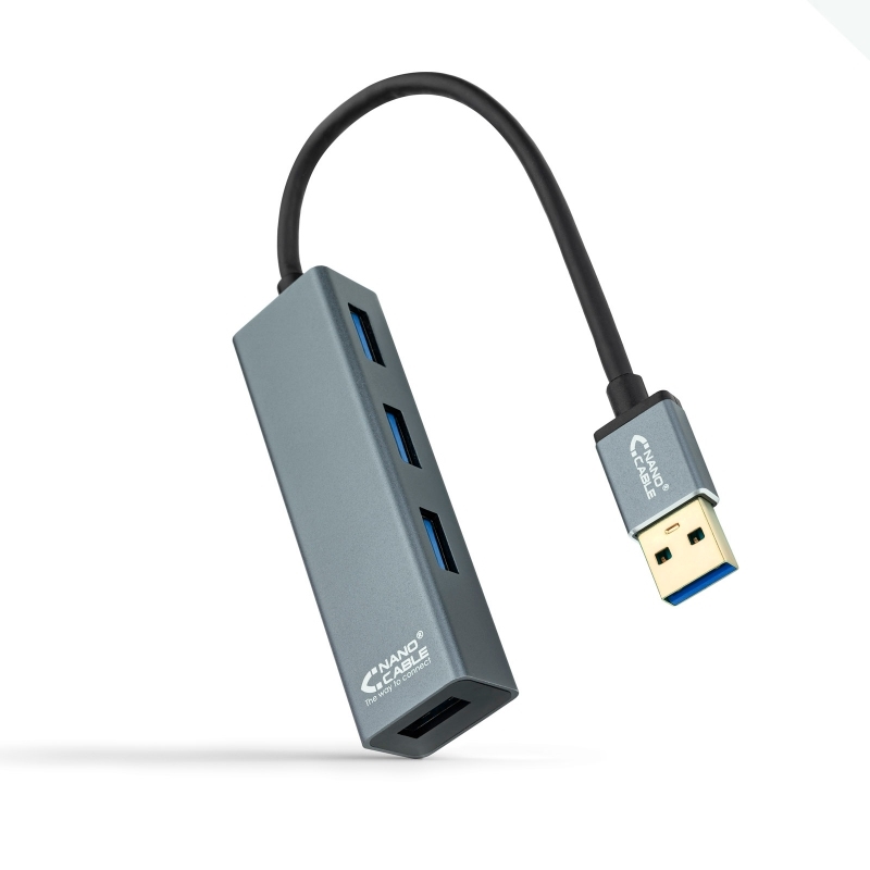 Nanocable 10.16.4402 hub de interface USB 3.2 Gen 1 (3.1 Gen 1) Type-A Cinzento