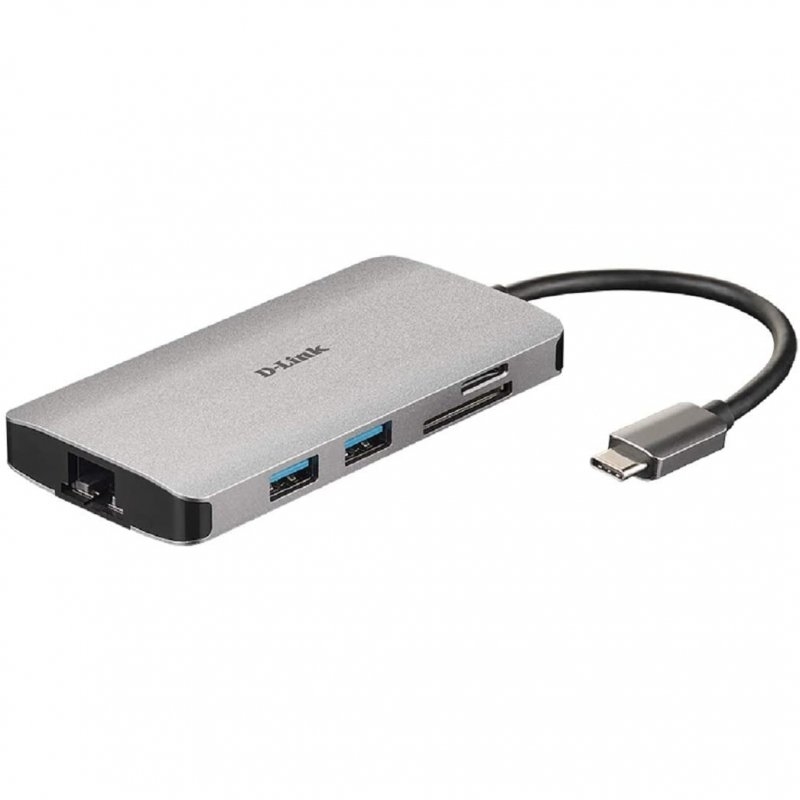 D-Link DUB-M810 base & duplicador de portas Com fios USB 3.2 Gen 1 (3.1 Gen 1) Type-C Alumínio