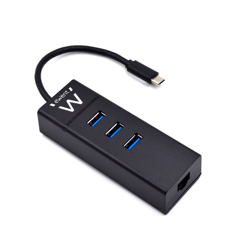 Ewent EW1141 base & duplicador de portas USB 3.2 Gen 1 (3.1 Gen 1) Type-C Preto