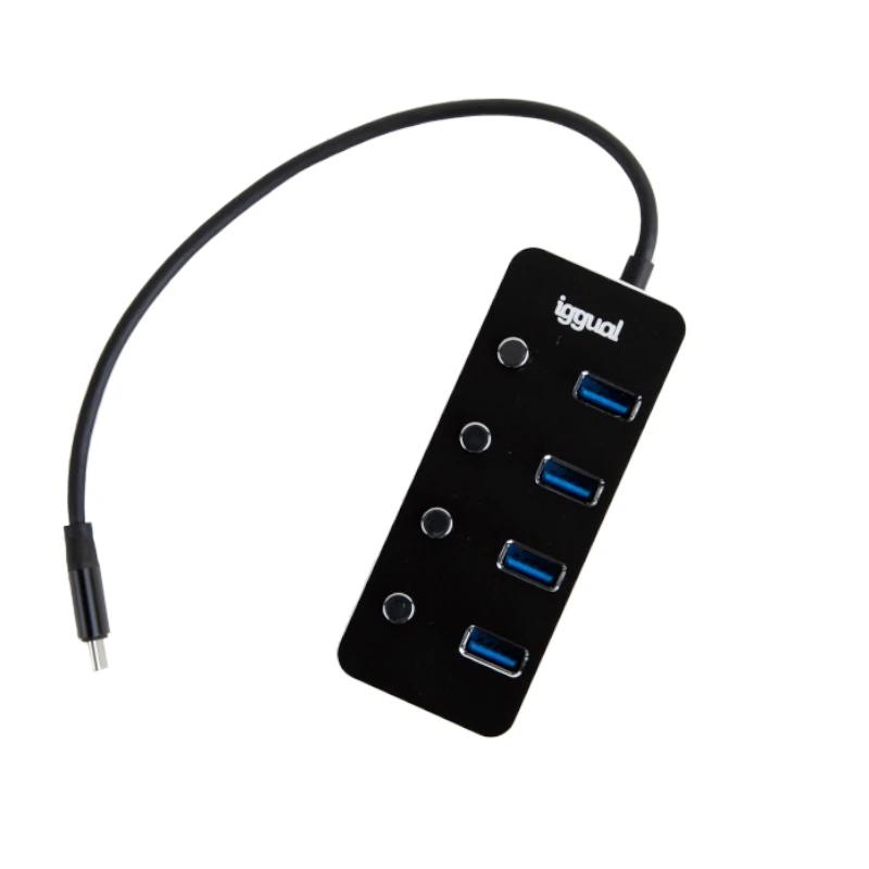 iggual IGG318485 hub de interface USB 3.2 Gen 1 (3.1 Gen 1) Type-C 5000 Mbit/s Preto