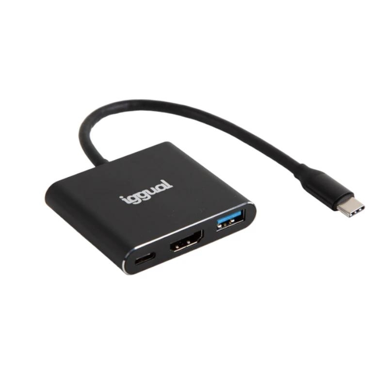 iggual IGG318461 base & duplicador de portas USB 3.2 Gen 1 (3.1 Gen 1) Type-C Preto