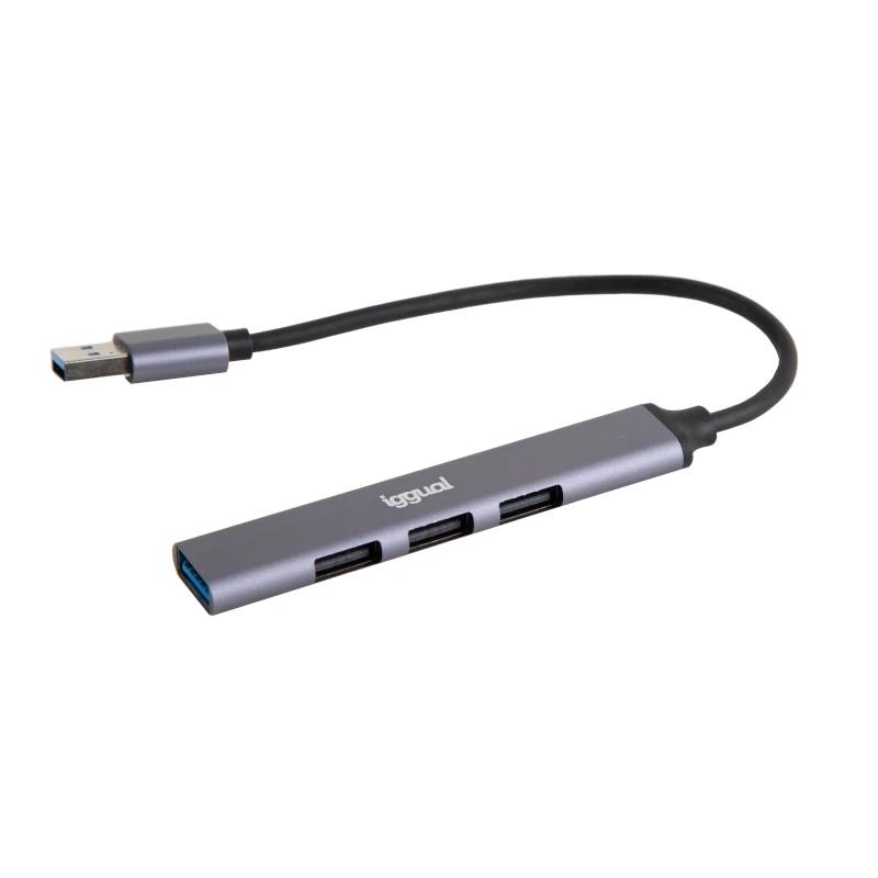 iggual IGG318454 hub de interface USB 3.2 Gen 1 (3.1 Gen 1) Type-A 5000 Mbit/s Cinzento