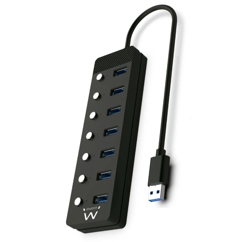 Ewent EW1147 hub de interface USB 3.2 Gen 1 (3.1 Gen 1) Type-A 5000 Mbit/s Preto