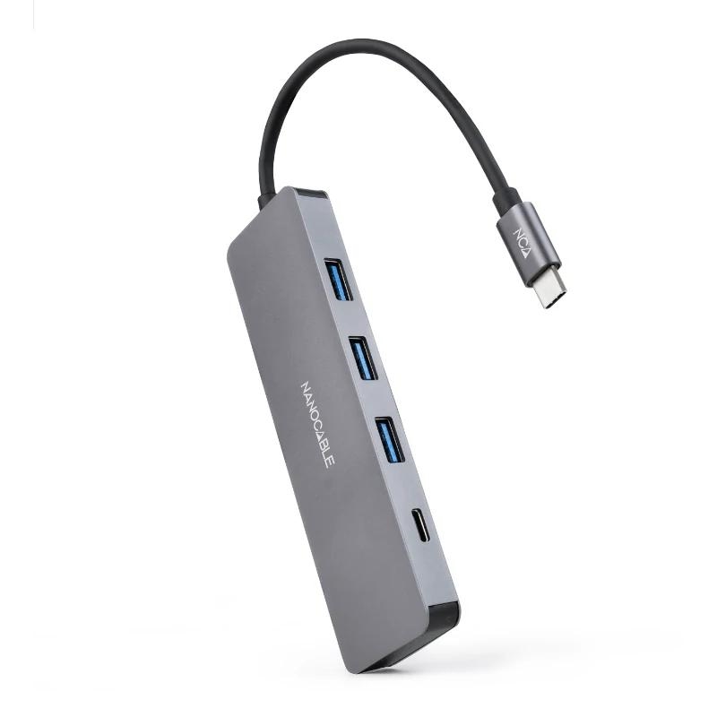 Nanocable 10.16.4409 hub de interface USB 3.2 Gen 1 (3.1 Gen 1) Type-C 5 Mbit/s Cinzento