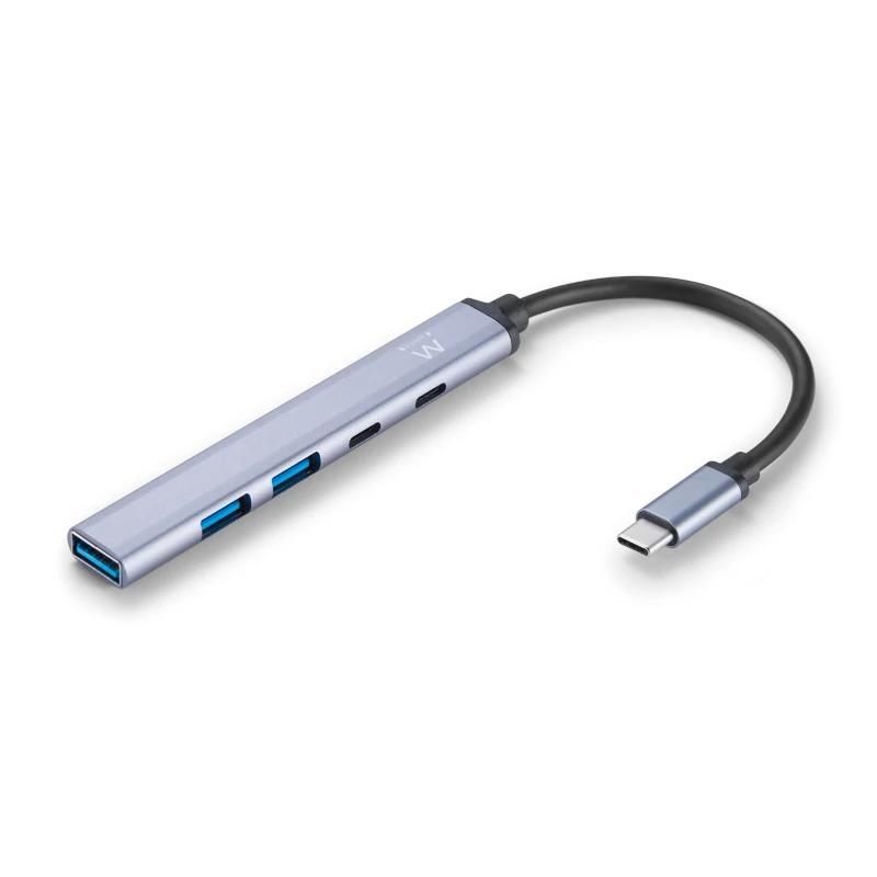 Ewent EW1149 hub de interface USB 3.2 Gen 1 (3.1 Gen 1) Type-C 5000 Mbit/s Cinzento, Prateado