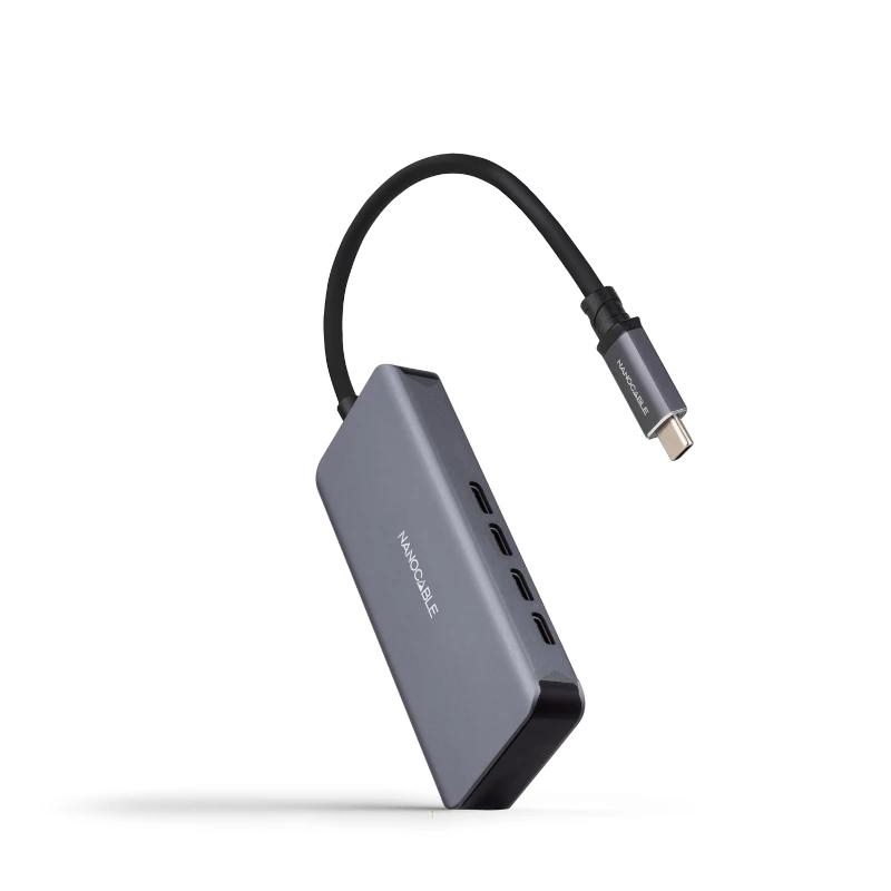 Nanocable 10.16.4504 hub de interface USB 3.2 Gen 1 (3.1 Gen 1) Type-C 5000 Mbit/s Cinzento