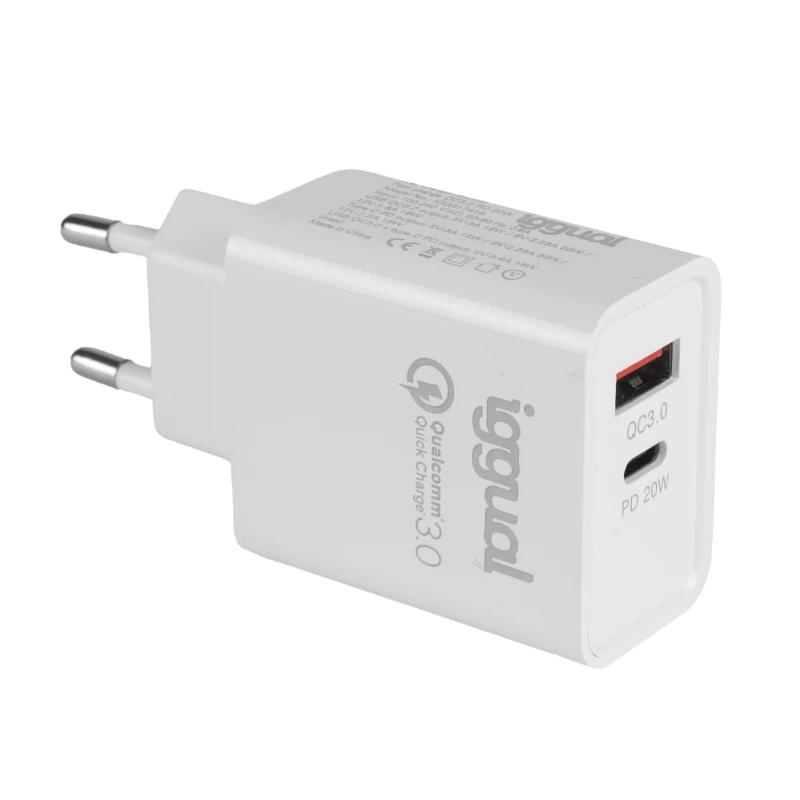 iggual IGG317419 carregador de dispositivos móveis Universal Branco USB Carregamento rápido Interior