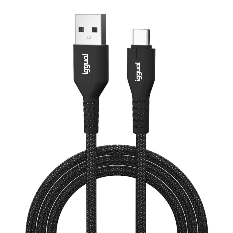iggual IGG319888 cabo USB 1 m USB A USB C Preto