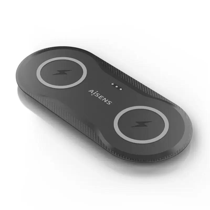 AISENS ASCH-15W2WC060-BK carregador de dispositivos móveis Auscultadores, Smartphone Preto USB Carregamento wireless Interior