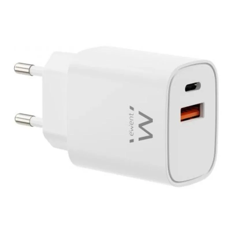 EWENT Cargador Rápido Gan 30W USB-C PD USB-A PD/QC