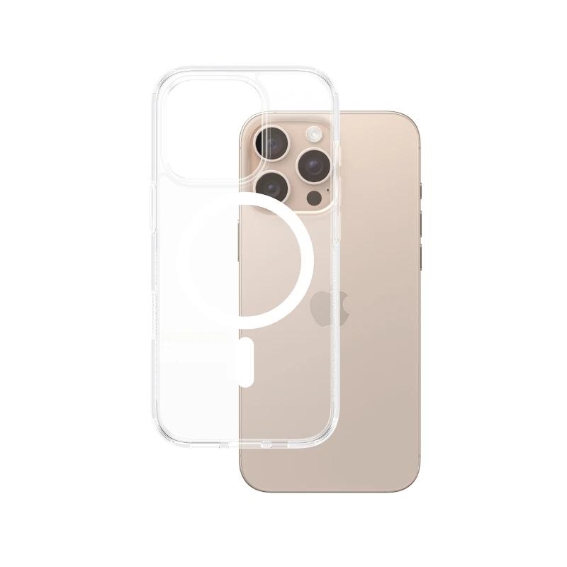 PanzerGlass ® HardCase Transparent w. White MagSafe iPhone 16 Pro Max capa para telemóvel Transparente