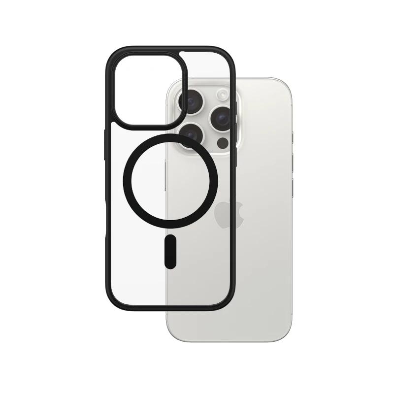 PanzerGlass ® HardCase Transparent w. Black MagSafe & Frame iPhone 16 Pro capa para telemóvel Preto