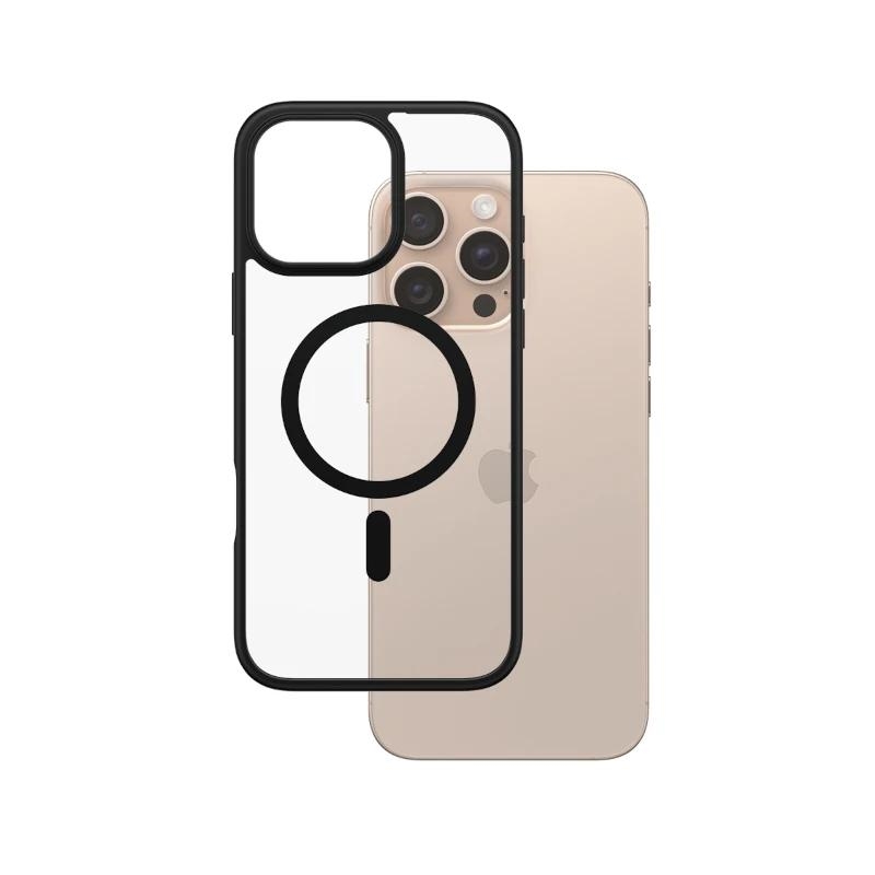 PanzerGlass ® HardCase Transparent w. Black MagSafe & Frame iPhone 16 Pro Max capa para telemóvel Preto