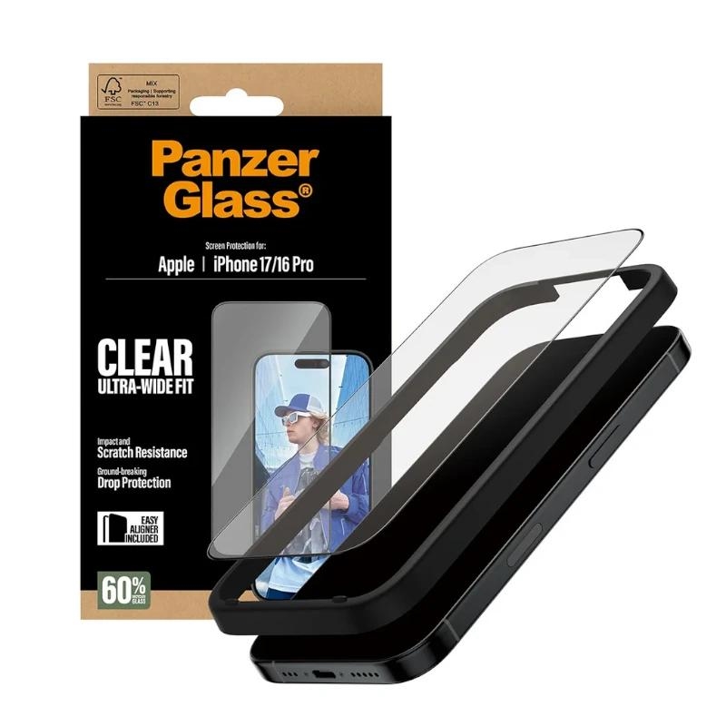 PanzerGlass ® Screen Protector iPhone 17 | iPhone 16 Pro | Ultra-Wide Fit w. EasyAligner Proteção de ecrã transparente Apple 1 unidade(s)