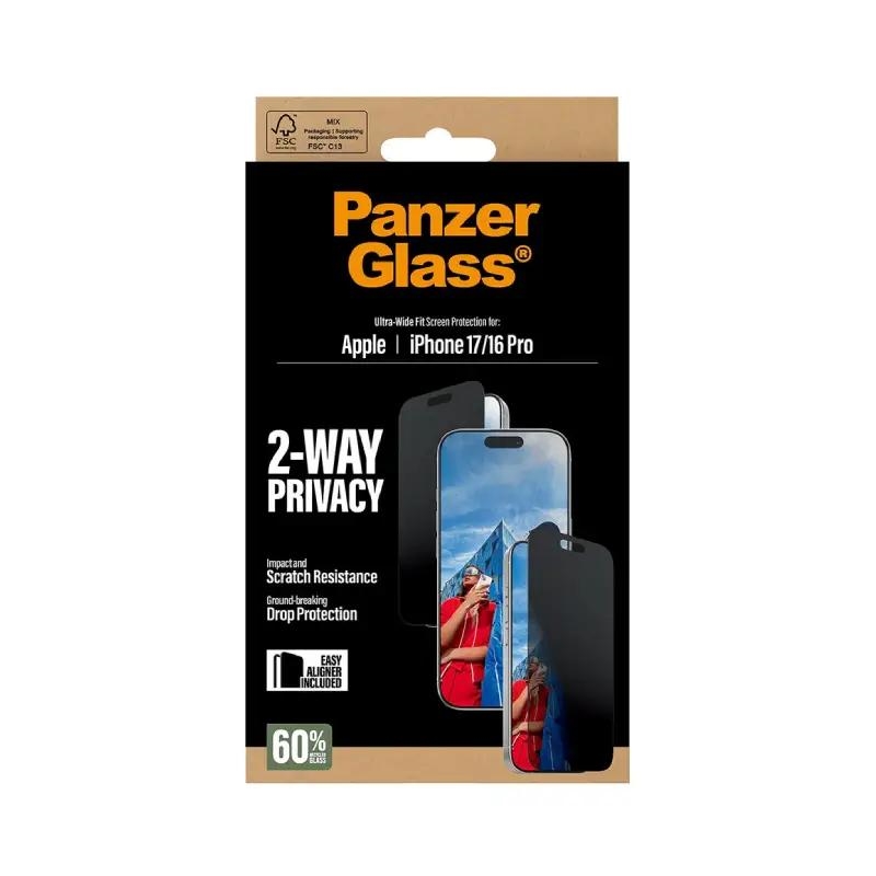 PanzerGlass ® 2-Way Privacy Screen Protector iPhone 17 | iPhone 16 Pro | Ultra-Wide Fit w. EasyAligner Proteção de ecrã transparente Apple 1 unidade(s)