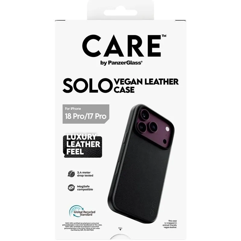 Care VeganLeatherCase Black MagSafe iP 18Pro 17Pro