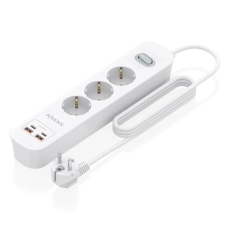 Aisens | Regleta 3 tomas interruptor PD 2xUSBC | 680W