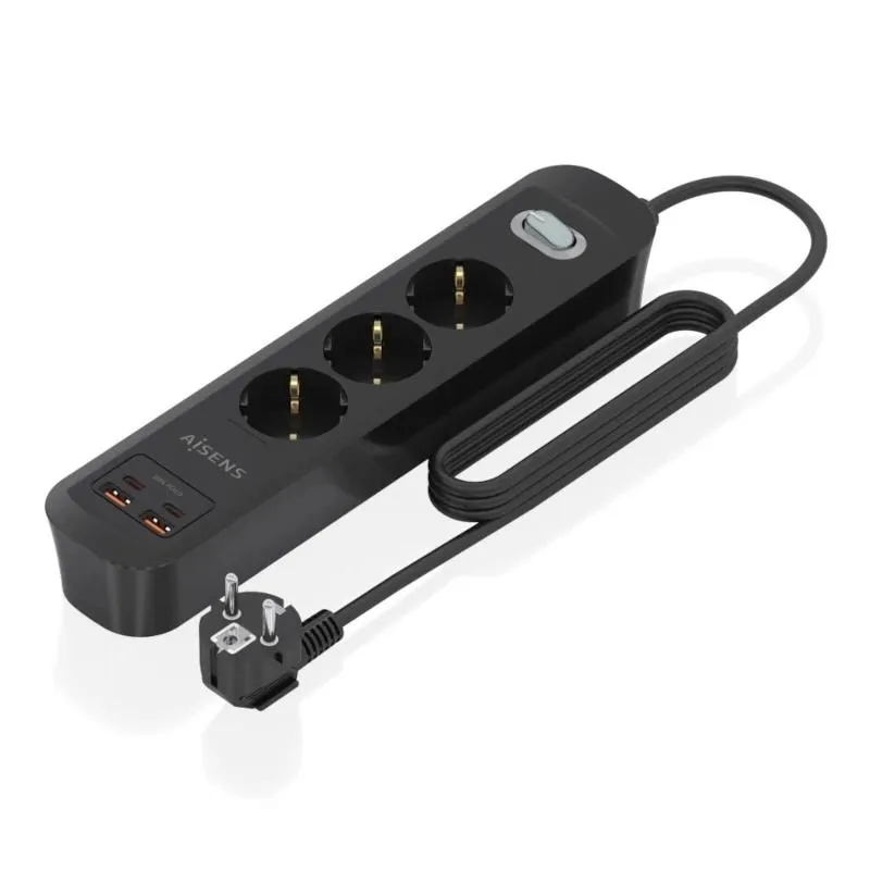 Aisens | Regleta 3 tomas interruptor PD 2xUSBC | 680W