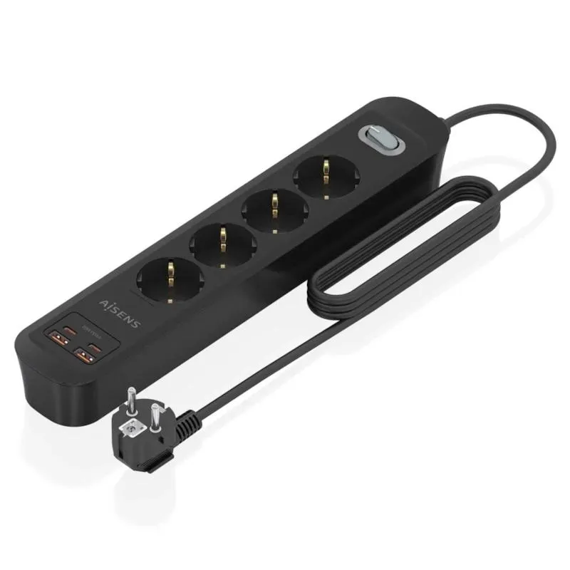 Aisens | Regleta 4 tomas interruptor PD 2xUSBC | 680W