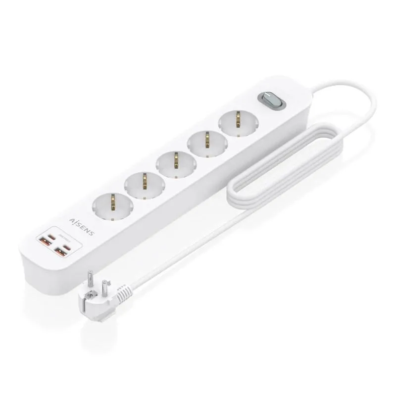 Aisens | Regleta 5 tomas interruptor PD 2xUSBC | 680W