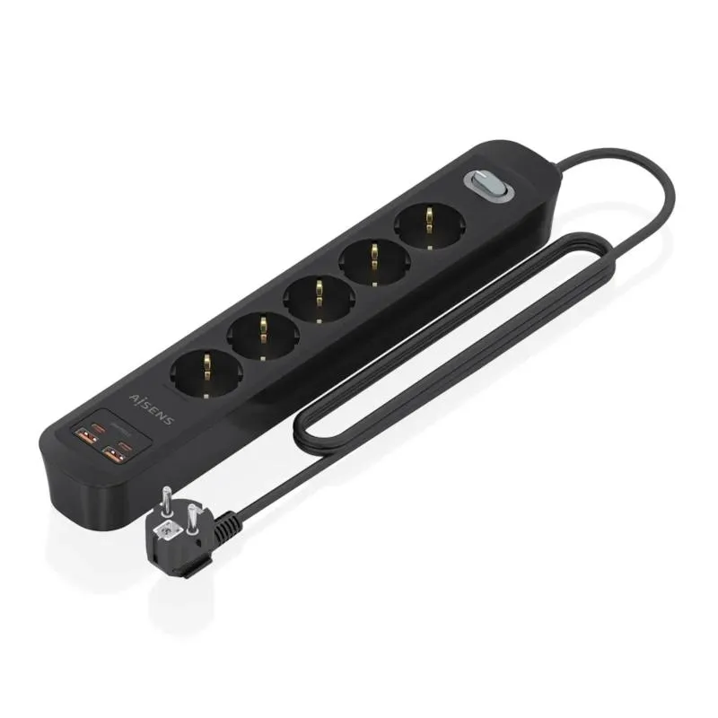 Aisens | Regleta 5 tomas interruptor PD 2xUSBC | 680W