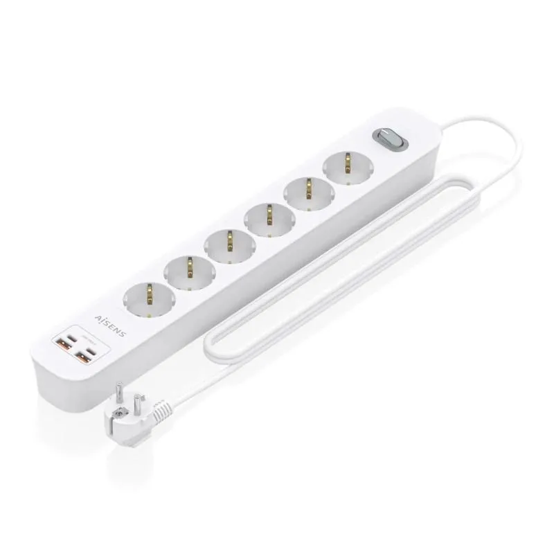 Aisens | Regleta 6 tomas interruptor PD 2xUSBC | 680W
