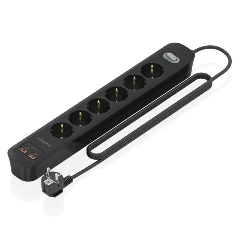 Aisens | Regleta 6 tomas interruptor PD 2xUSBC | 680W