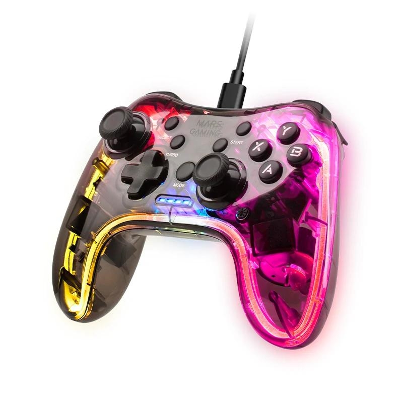 Mars Gaming MGPC controlador de jogo Transparente USB Gamepad Android, MAC, Nintendo Switch, PC, Playstation 3