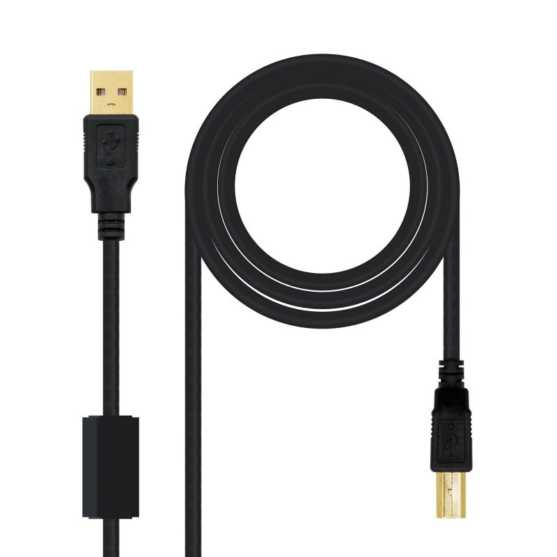 Nanocable 10.01.1202 cabo USB USB 2.0 2 m USB A USB B Preto