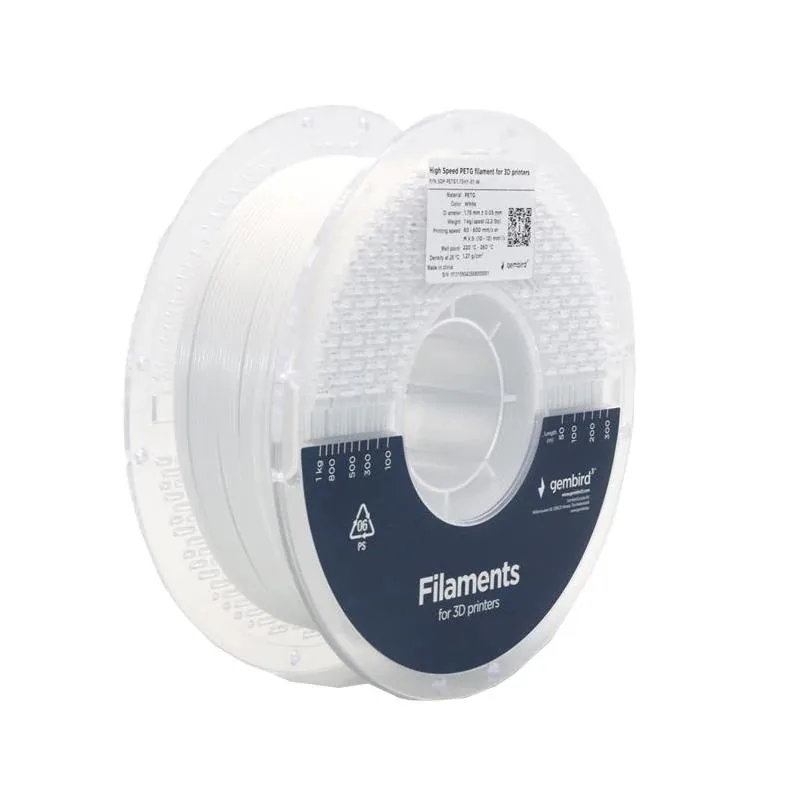 Gembird Filamento PETG Alta Vel. 1.75mm 1kg Blanco