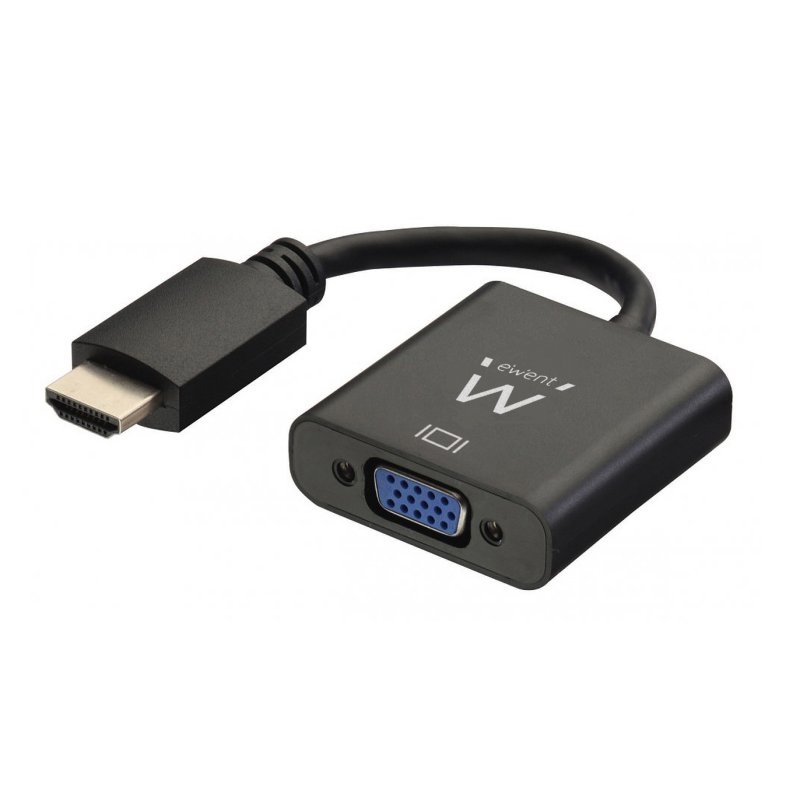 Ewent EW9864 adaptador de cabo de vídeo 0,2 m HDMI VGA, 3.5mm Preto