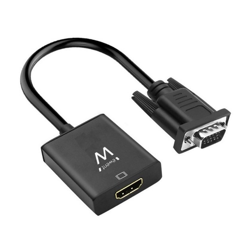 Ewent EW9866 adaptador de cabo de vídeo 0,202 m VGA (D-Sub) HDMI + 3.5mm Preto