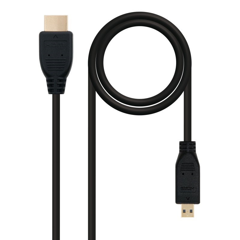 Nanocable HDMI, 0.8m cabo HDMI 0,8 m HDMI Type A (Standard) HDMI Type D (Micro) Preto