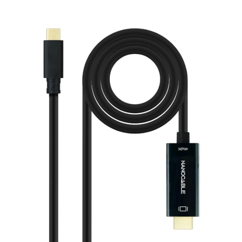 Nanocable 10.15.5132 adaptador de cabo de vídeo 1,8 m USB Type-C HDMI Type A (Standard) Preto
