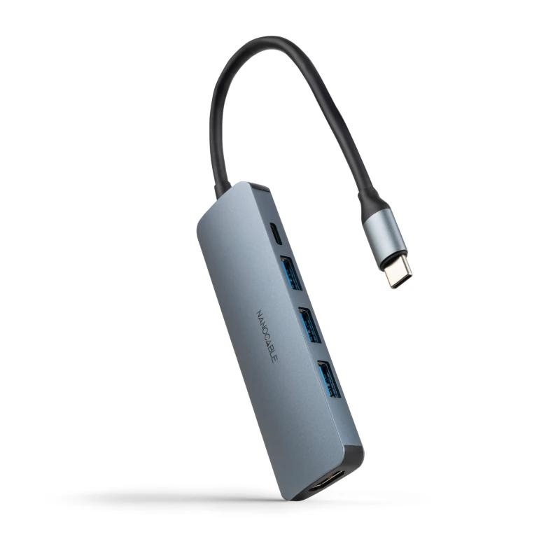 Nanocable 10.16.4605 base & duplicador de portas Com fios USB 3.2 Gen 1 (3.1 Gen 1) Type-C Cinzento