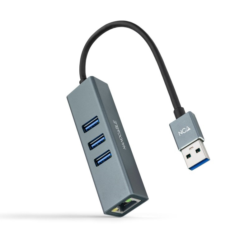 Nanocable 10.03.0407 base & duplicador de portas Com fios USB 3.2 Gen 1 (3.1 Gen 1) Type-A Cinzento