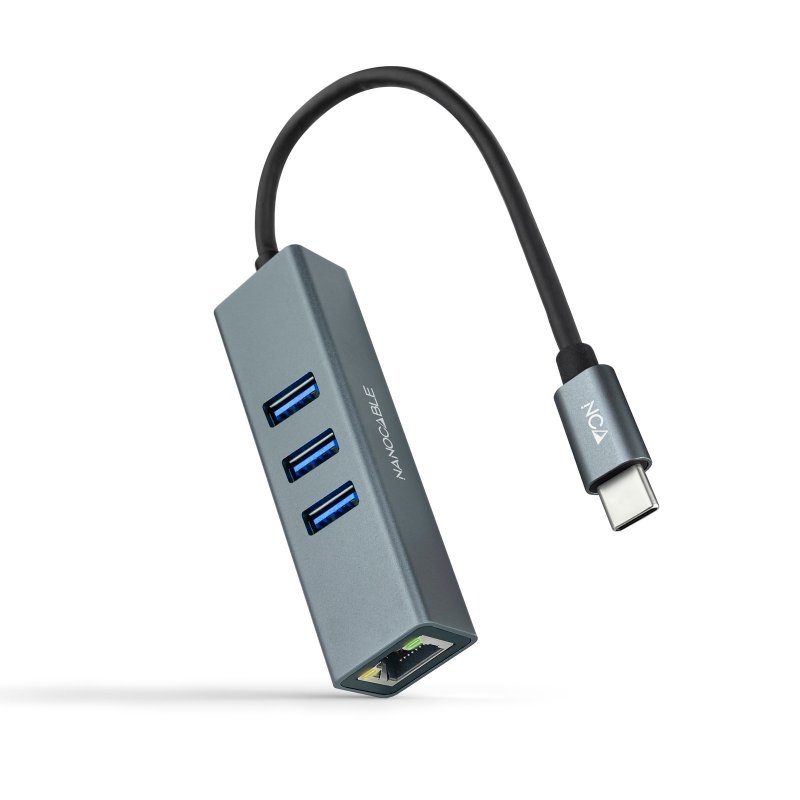 Nanocable 10.03.0408 base & duplicador de portas Com fios USB 3.2 Gen 1 (3.1 Gen 1) Type-C Cinzento