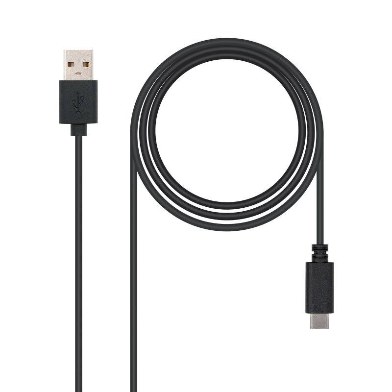 Nanocable USB 2.0, 0.5m cabo USB 0,5 m USB C USB A Preto