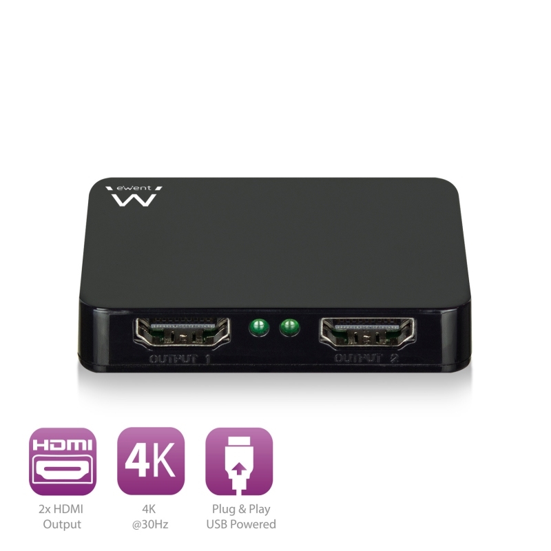 Ewent EW3720 multiplicador de vídeo HDMI 2x HDMI