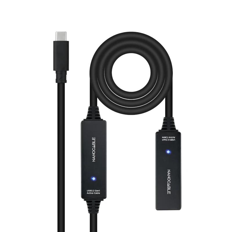 Nanocable 10.01.1312 cabo USB USB 3.2 Gen 1 (3.1 Gen 1) 10 m USB C Preto
